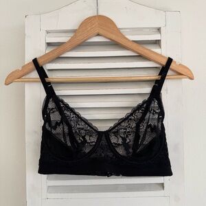Addiction Bra 32D Mesh Lace Black wired cup